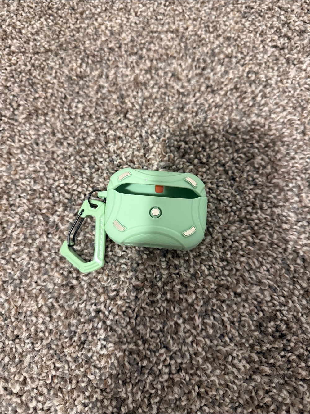 Mint Green Protective Earbuds Case with Carabiner Clip